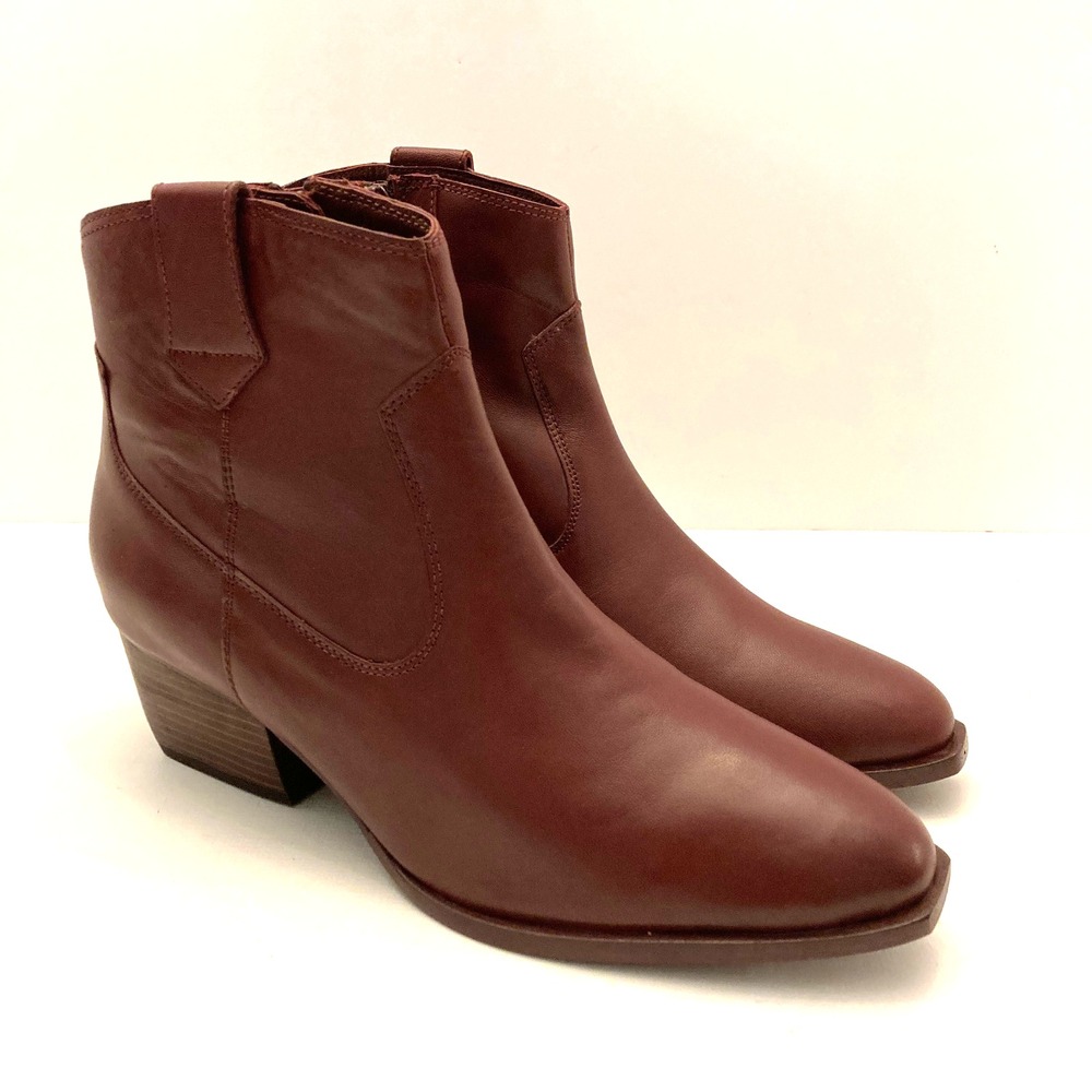 Seychelles Upside Boot Wine Leather Side Zip Western Inspired Women's 8.5